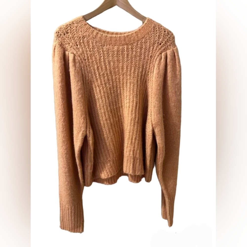 NEW Topshop Chunky Sweater Women’s Size 14 Pleated Sleeve Cropped Pullover Pink - Picture 2 of 9